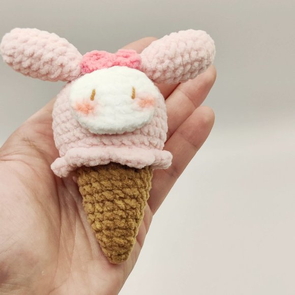 Handmade Amigurumi Crochet Sanrio My Melody Ice Cream Cone - Picture 1 of 12